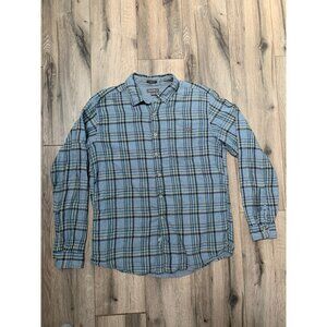 Eddie Bauer Men’s TL Classic Fit Blue Gray Plaid Long Sleeve Button-down Shirt